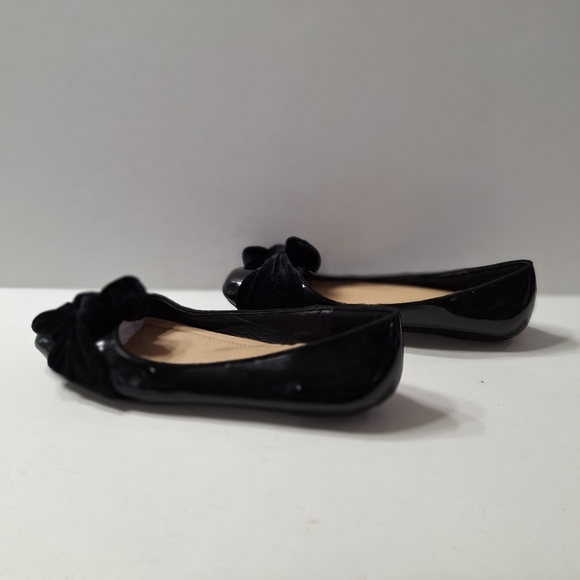 Pierre Dumas Black Patent Leather Velvet Bow Preppy Business Casual Flats- 7.5 - Picture 7 of 10